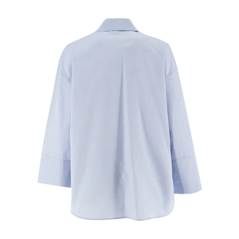 Antonelli Firenze Katoenen Poplin V-hals Shirt Blue Dames