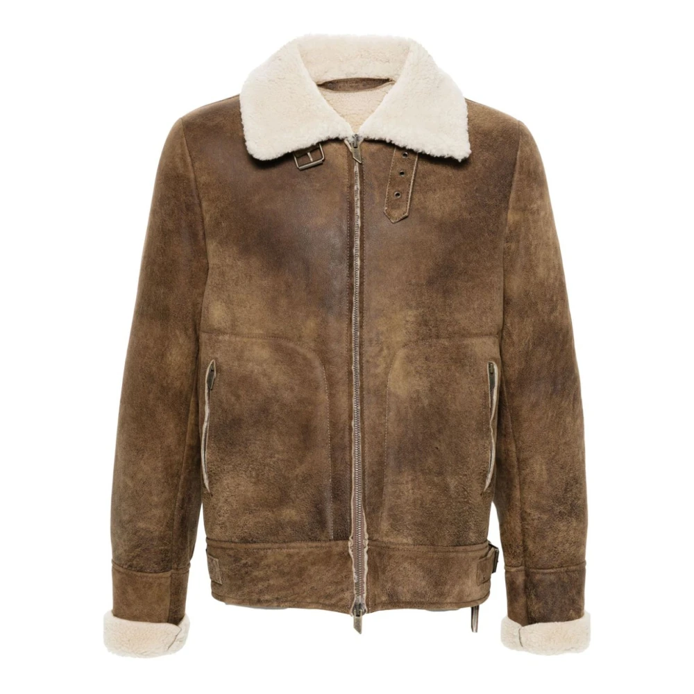 Salvatore Santoro Brun Shearling Dragkedja Kappa Brown, Herr