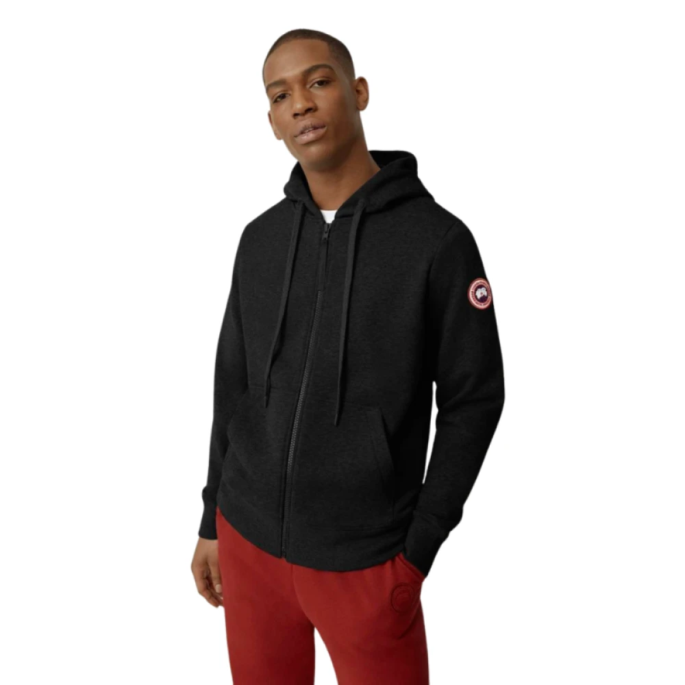Canada Goose Zwarte katoenen sweatshirt met rits Black Heren