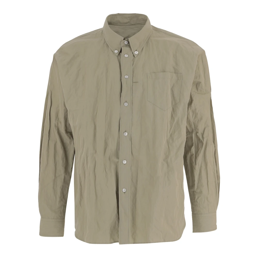 Willy Chavarria Men's Brown Casual Shirts, M, Cotton-Blend Shirt With A Crinkled Texture