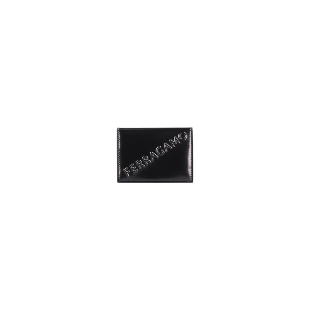 Ferragamo Men's Black Wallets & Cardholders, One Size, Embossed Leather Wallet