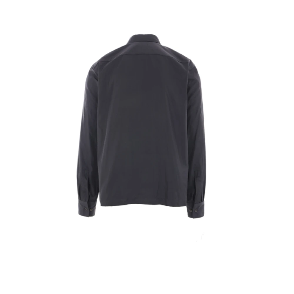 Dries Van Noten Blauwe Nylon Rits Shirt Boxy Fit Blue Heren