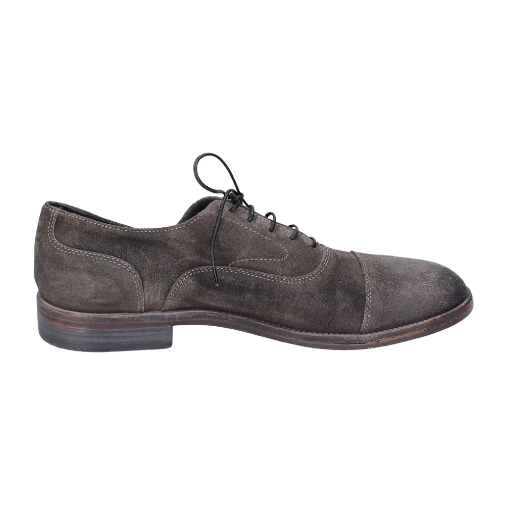 Moma Men's Gray Elegant Vintage Suede Laced Shoes