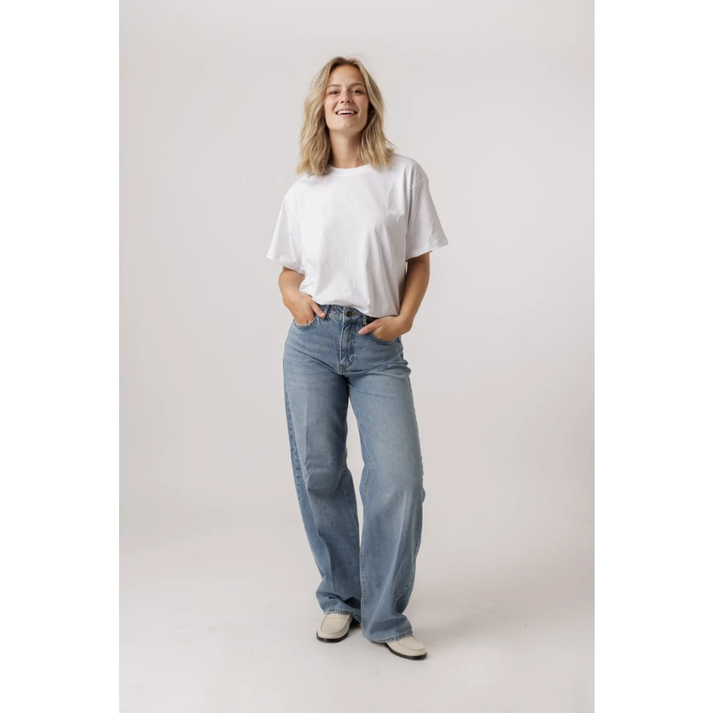 drykorn Blauwe Mid-Waist Jeans met Elastisch Comfort Blue Dames