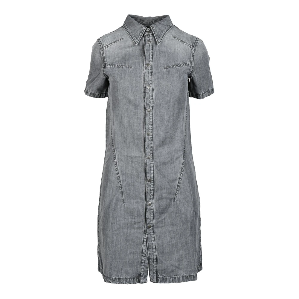 Diesel Lyocell Chemisiere Jurk met Drukknoopsluiting Gray Dames