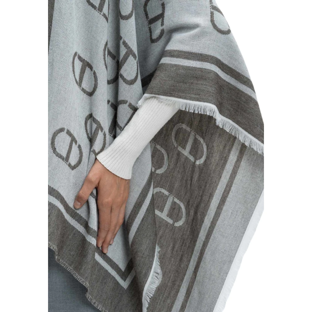 Twinset Grijze Poncho Jack met Franjes Gray Dames