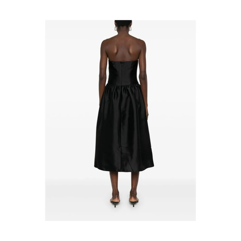Self Portrait Zwarte Bandeau Stijl Jurk met Plissé Black Dames