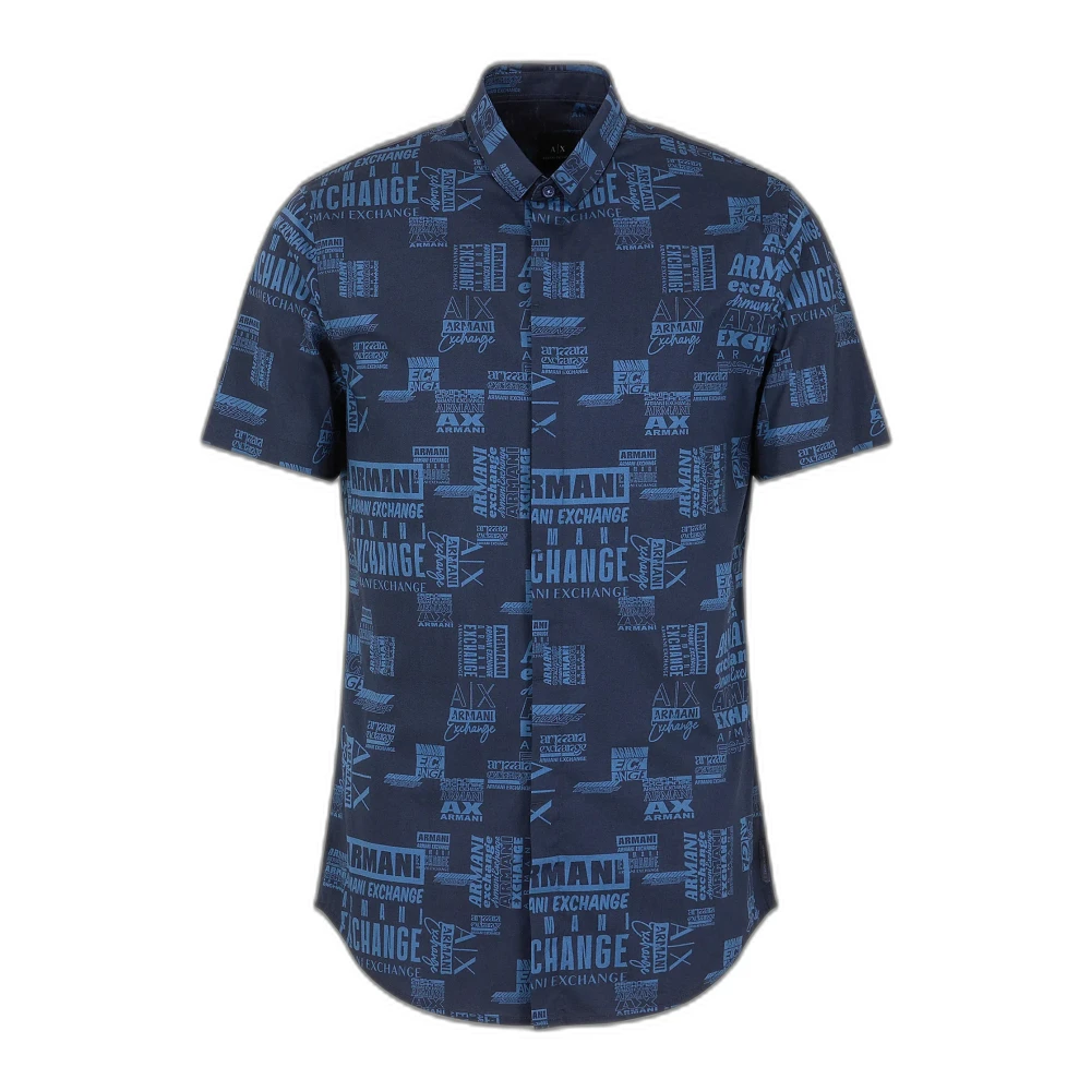 Armani Exchange Short Sleeve Shirts Blue Heren