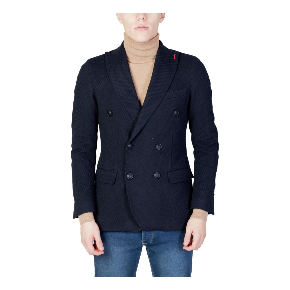 Mulish Blauwe Lapel Heren Blazer voor Herfst Winter Blue Heren