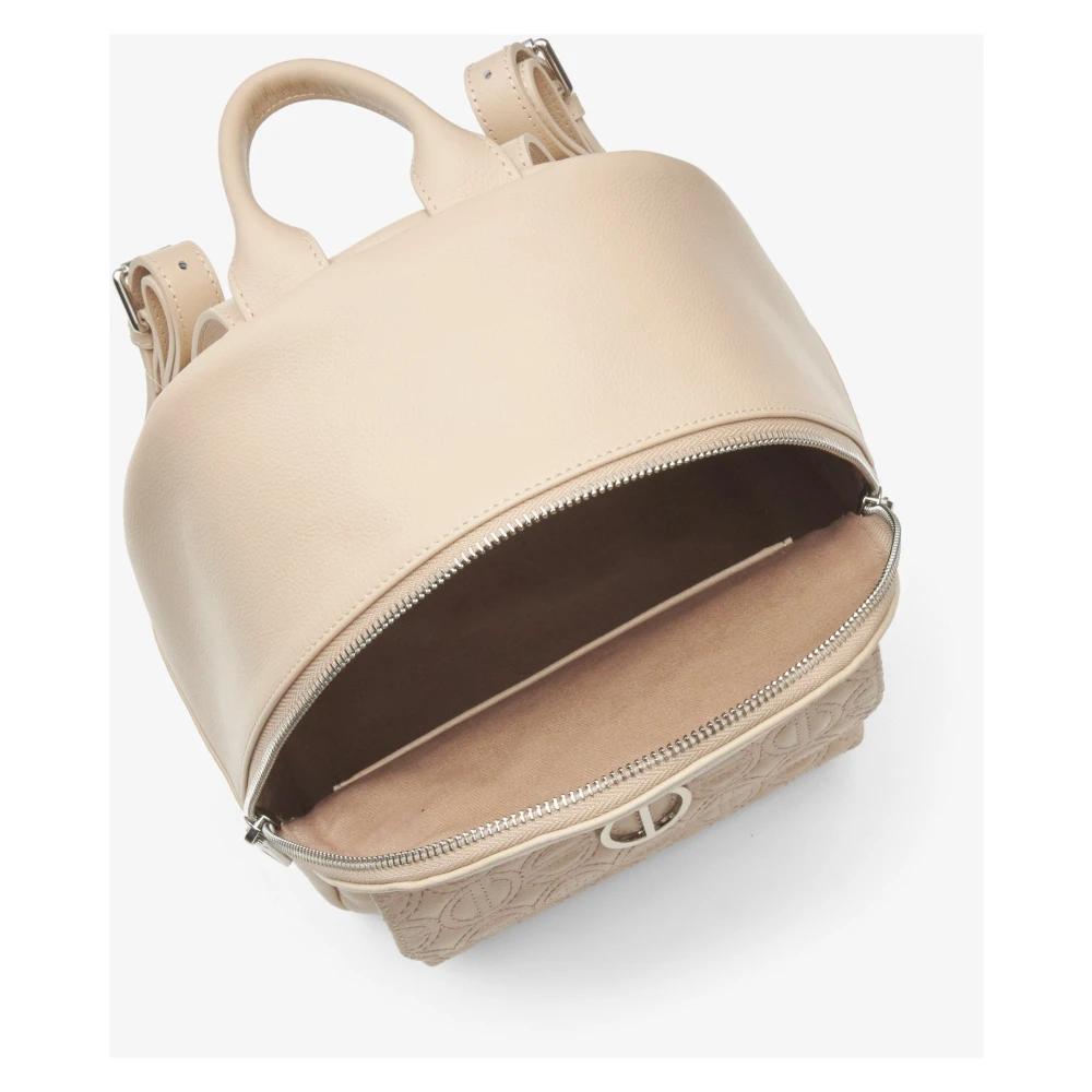 Estro Dames Licht Beige Leren Rugzak met Lange Verstelbare Banden Er00115051 Beige Dames