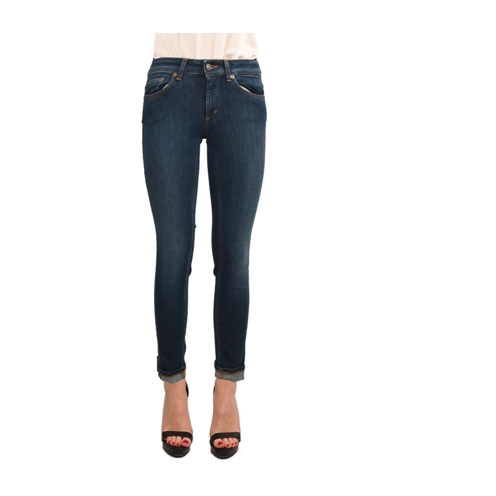Dondup Skinny Fit Katoenen Jeans Enkel Lengte Blue Dames