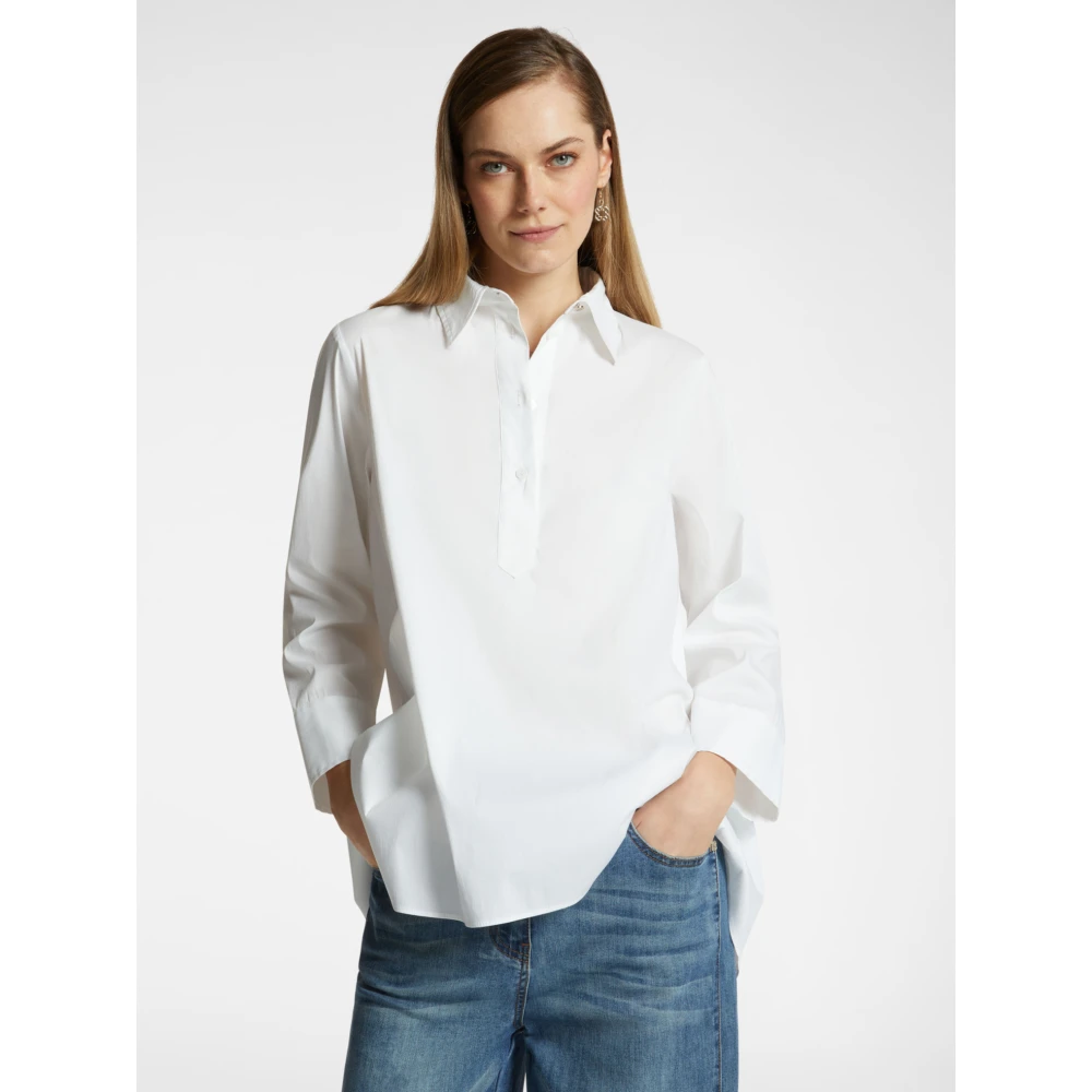 Elena Mirò Wijde popeline shirt White Dames