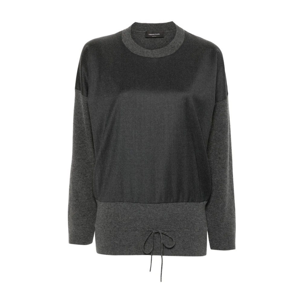 Fabiana Filippi Ribgebreide Crew Neck Trui Gray Dames
