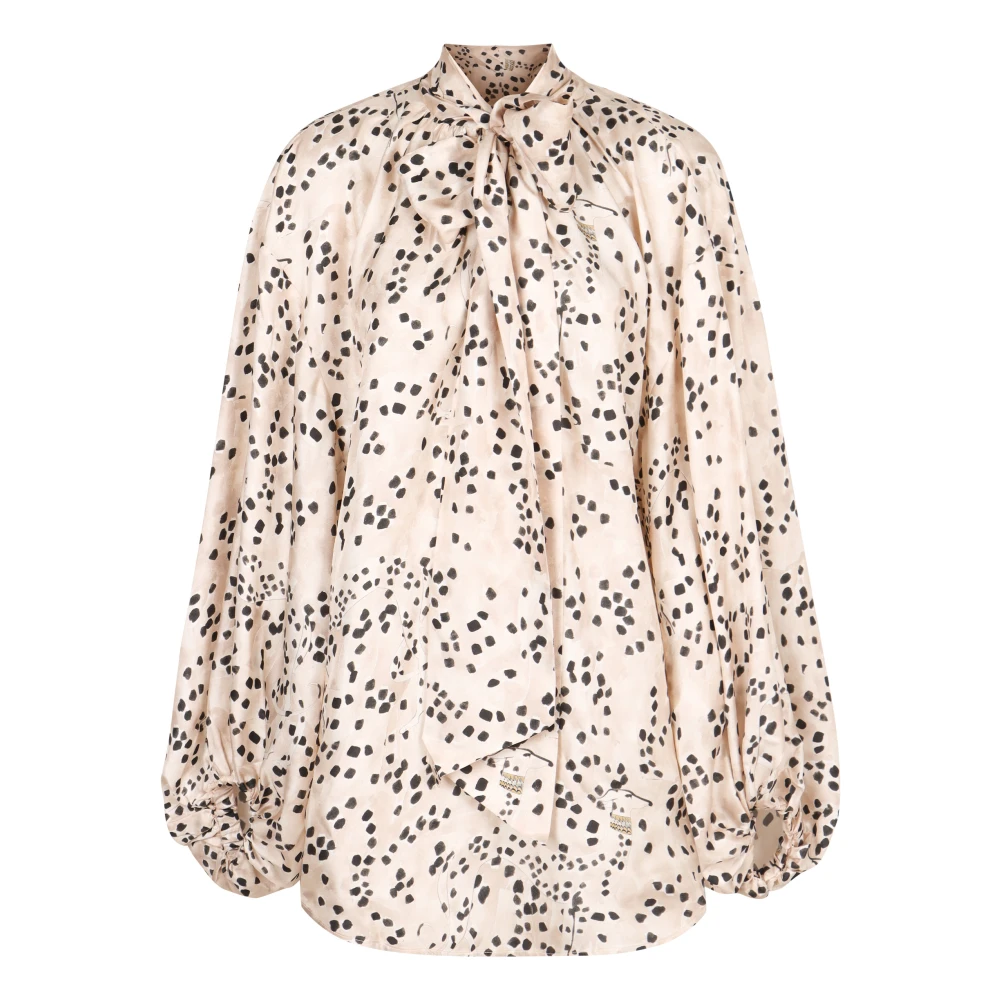 Zimmermann Zijden Ballonmouw Bedrukte Blouse Beige Dames