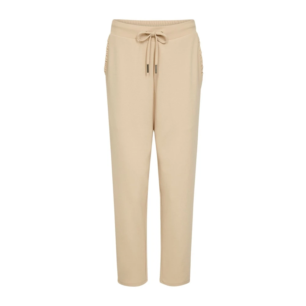 Soyaconcept Comfortabele broek van gerecycled polyester met elastische taille Beige Dames