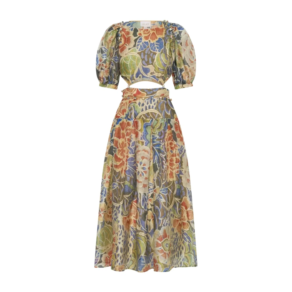 Ixiah Bloemig Casablanca Midi Jurk Multicolor Dames