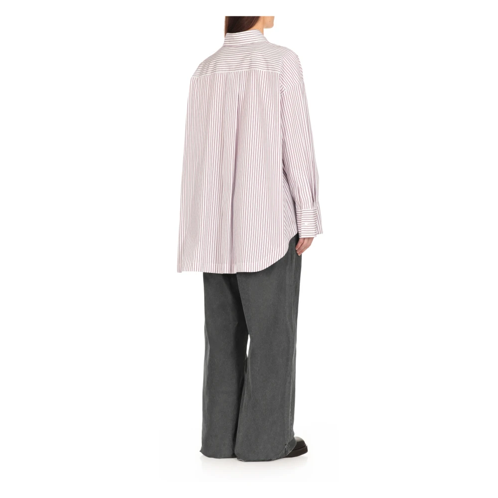 The Attico Paarse Gestreepte Katoenen Overhemd Vrouw Purple Dames
