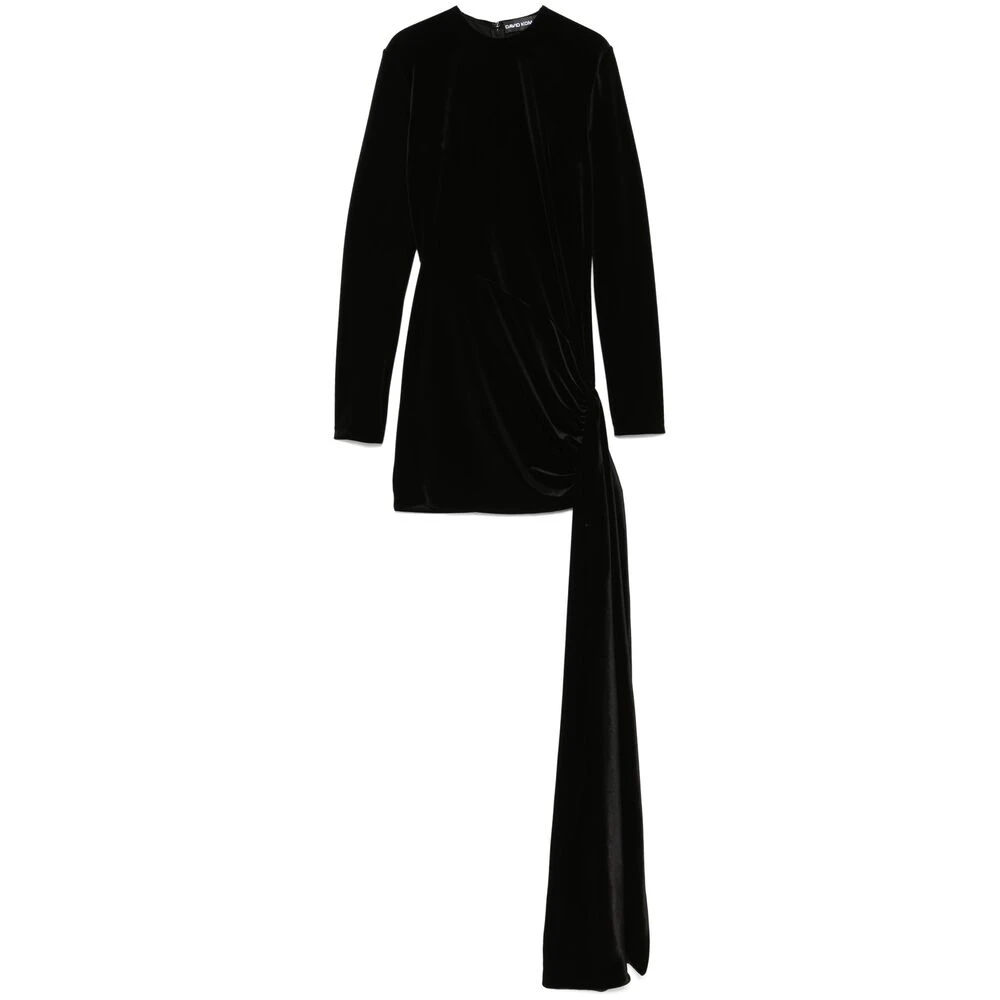 David Koma Zwarte Velvet Bodycon Jurk met Gerimpelde Details Black Dames