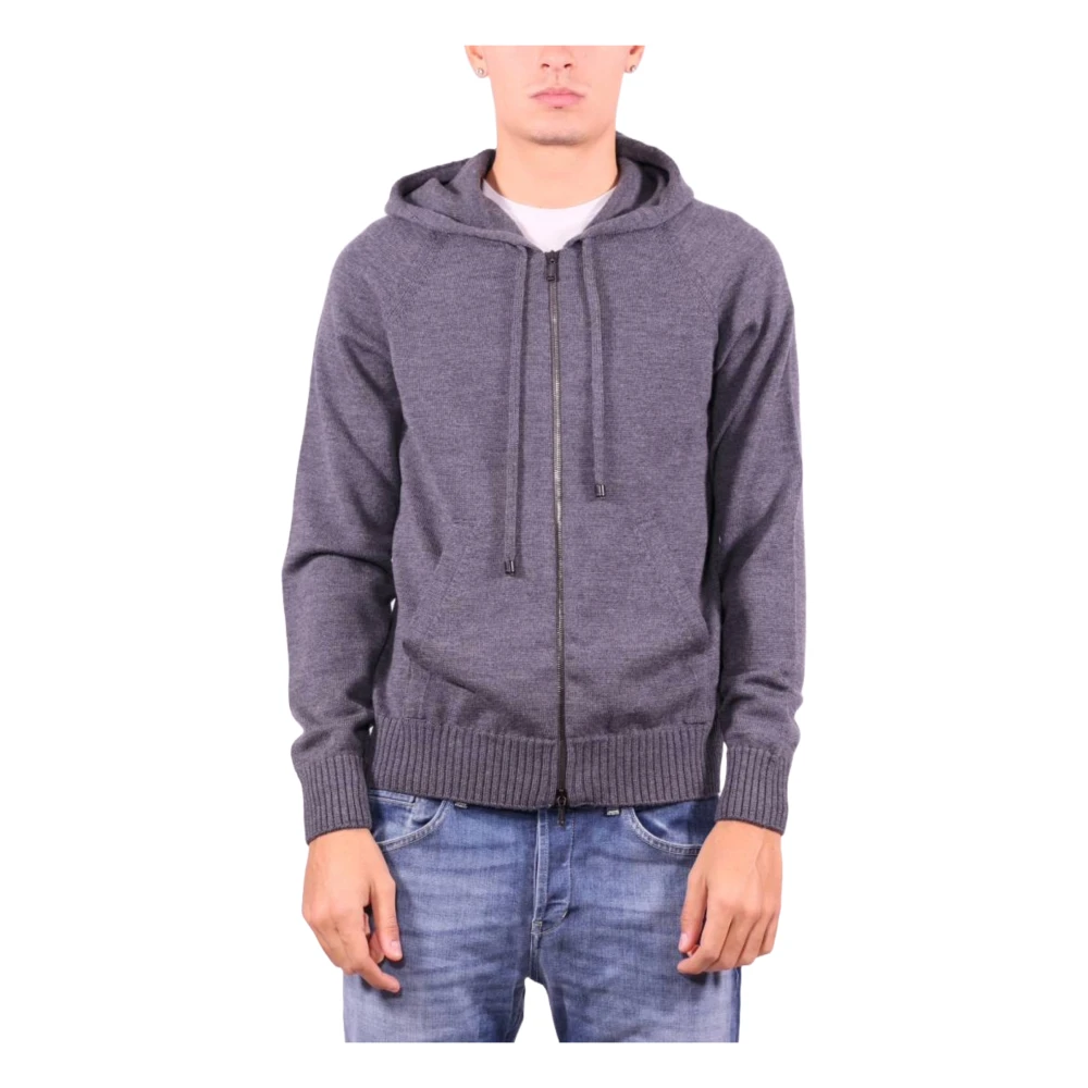 Drumohr Antraciet Merinowol Hoodie Trui Gray Heren