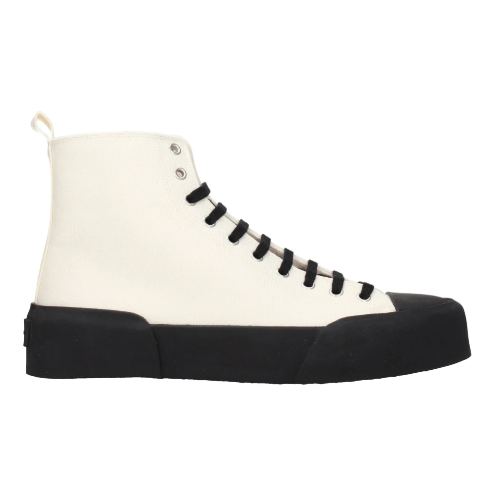Jil Sander Fabric High Top Trainers - Male - Lace-Up Boots - Beige - 8 Uk - Shoes