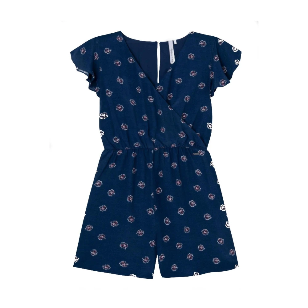 Pepe Jeans Girls Blue Floral Short Sleeve Blouse - Jumpsuits - 16 Y - Kids