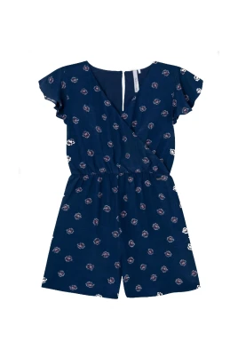 Blå Blommig Kortärmad Blus