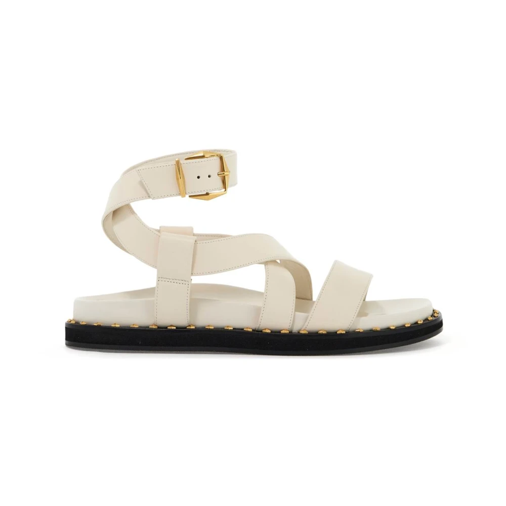 Jimmy Choo Platta Sandaler med Korsade Remmar White, Dam