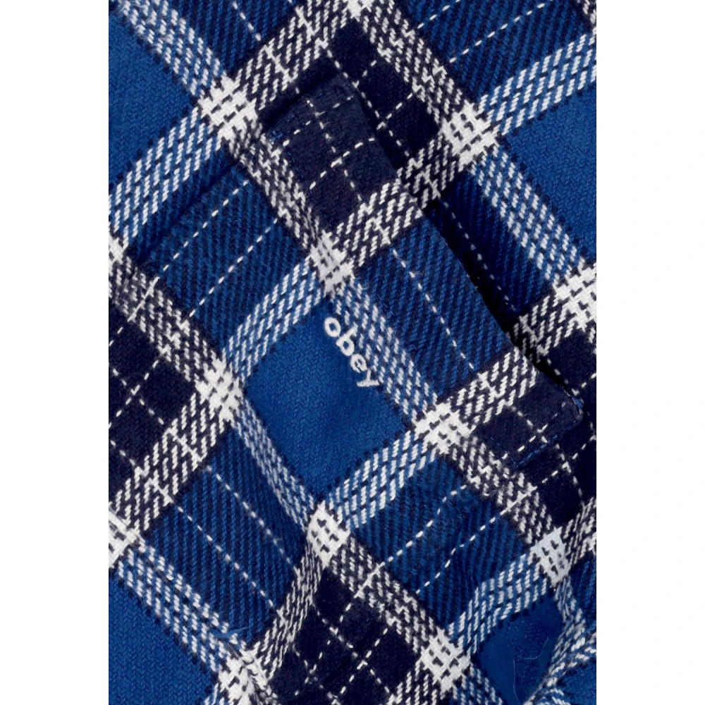 Obey Geweven Limoges Multi Lange Mouw Shirt Blue Heren