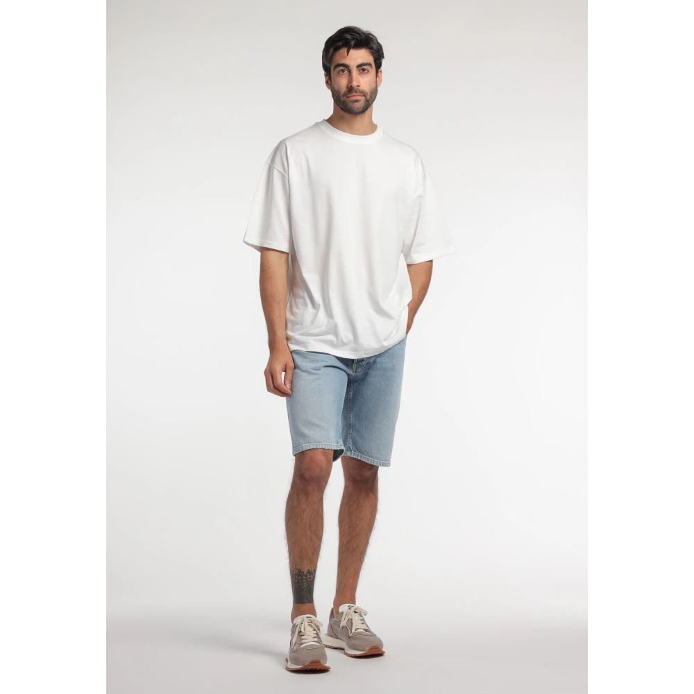 Icon Denim Reguliere Denim Bermuda met Licht Wassen en Versleten Details Blue Heren