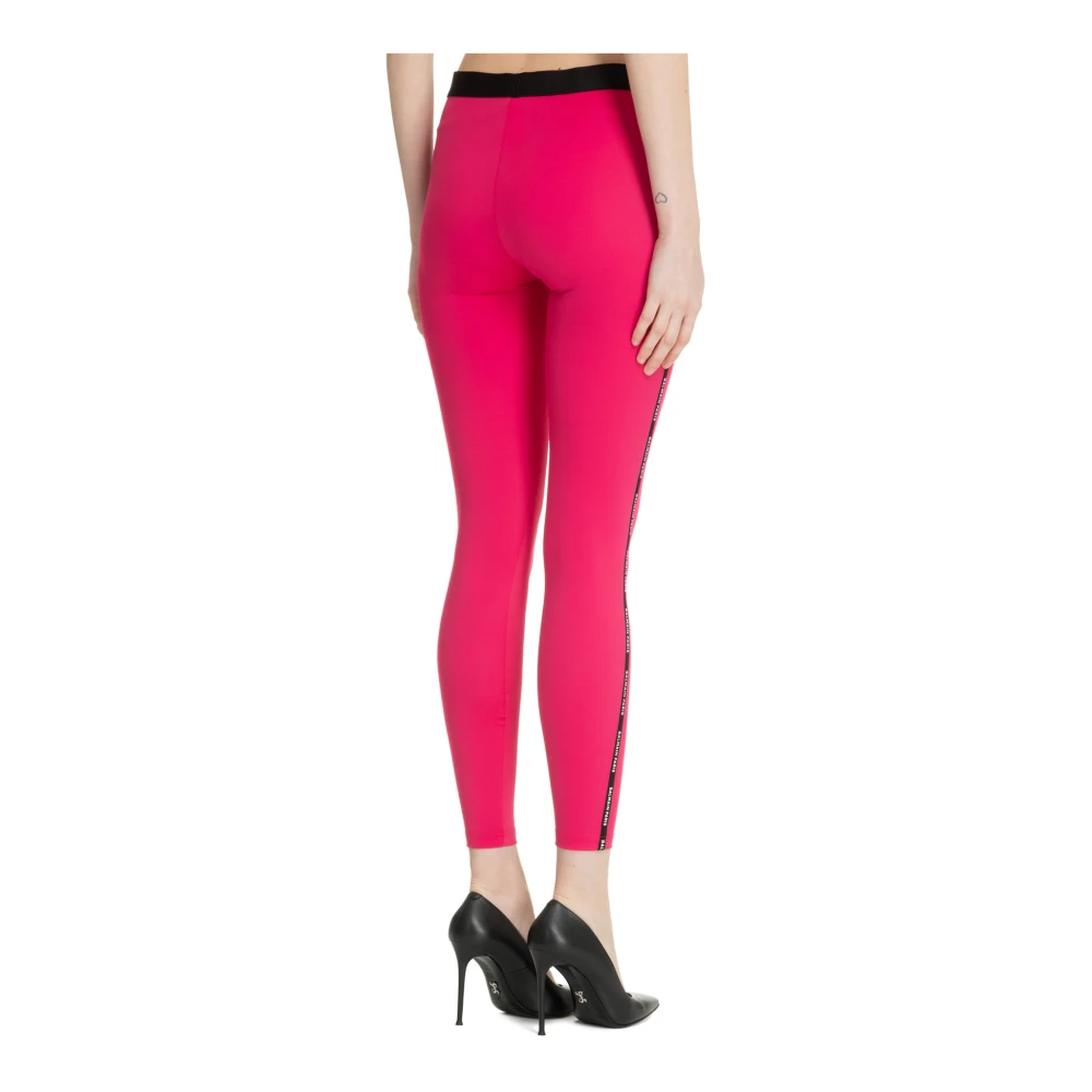 Balmain Effen Logo Leggings Elastische Taille Pink Dames