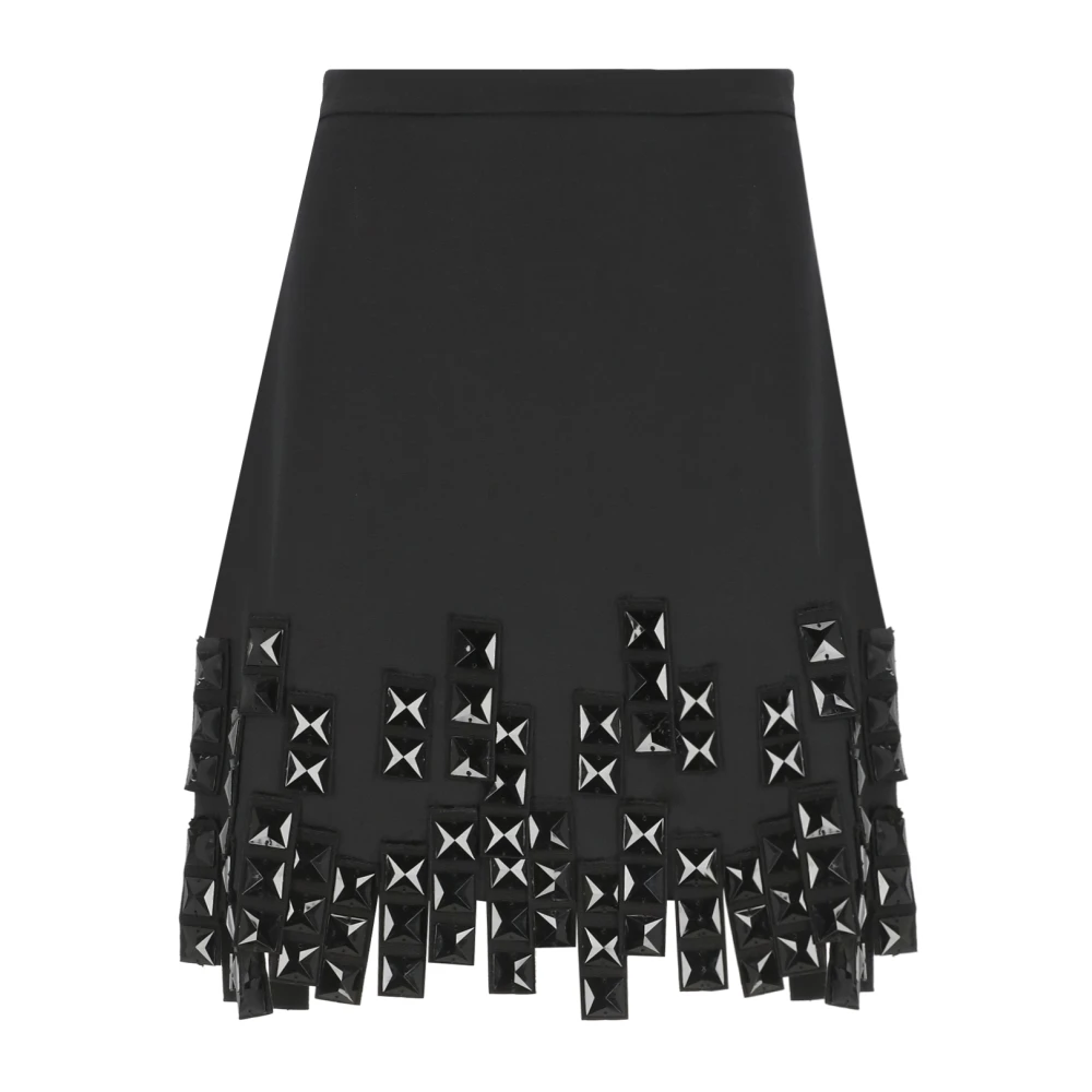 Msgm Zwarte wollen rok met franjes Black Dames