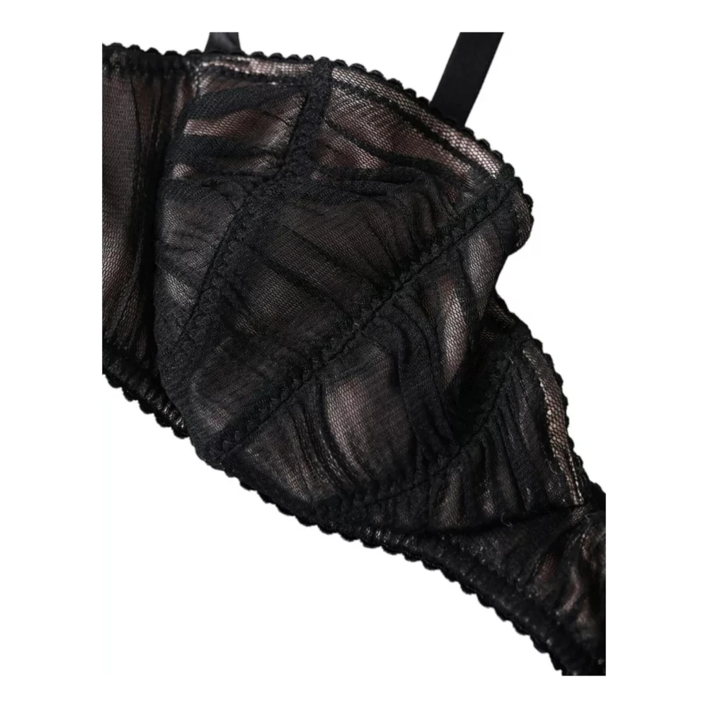 Dolce & Gabbana Zwarte Zijden Balconette Beha met Haak Black Dames