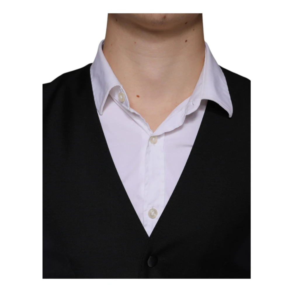 Dolce & Gabbana Zwarte wollen vestjurk formele vest Black Heren