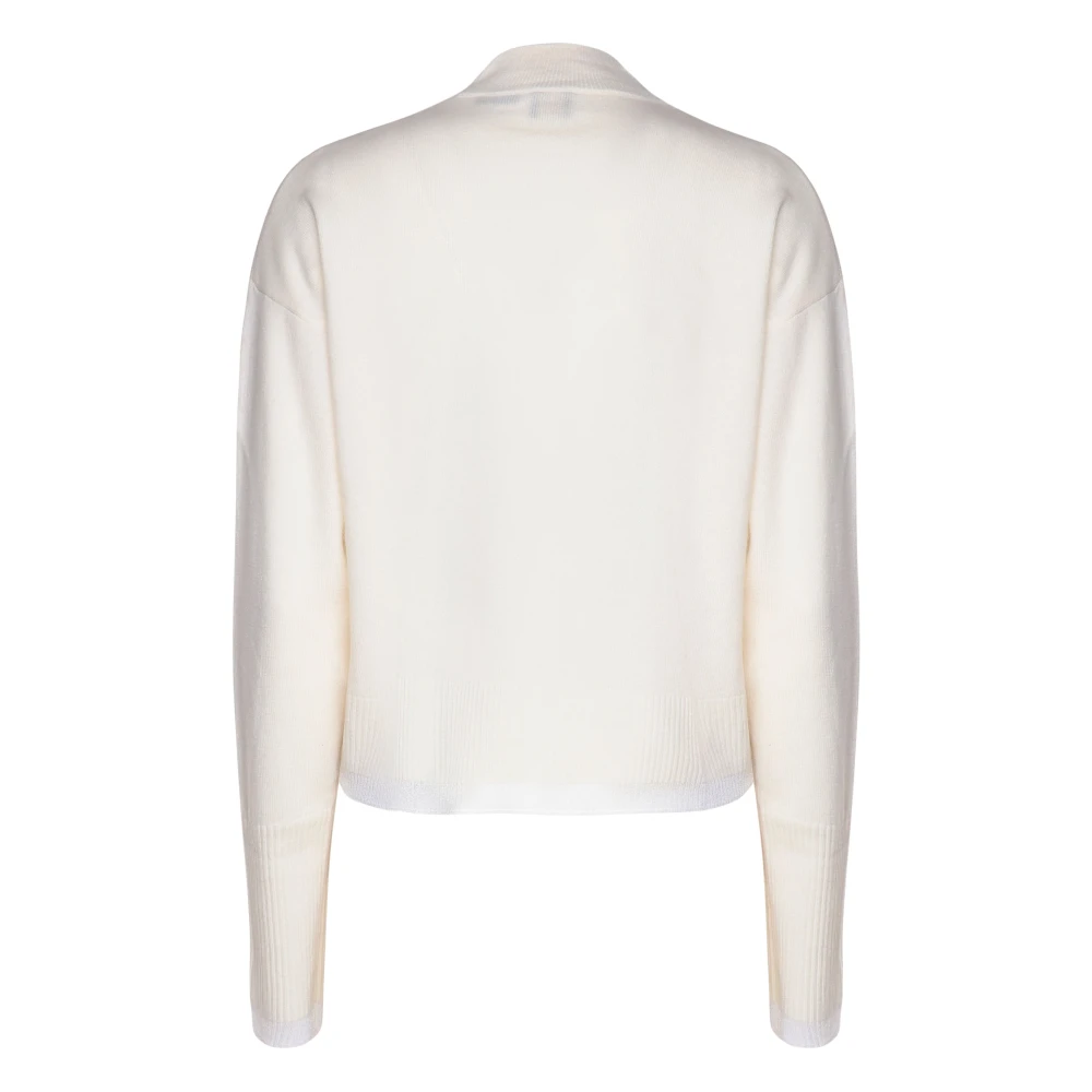 pinko Witte Wollen Trui Halfhoge Hals White Dames
