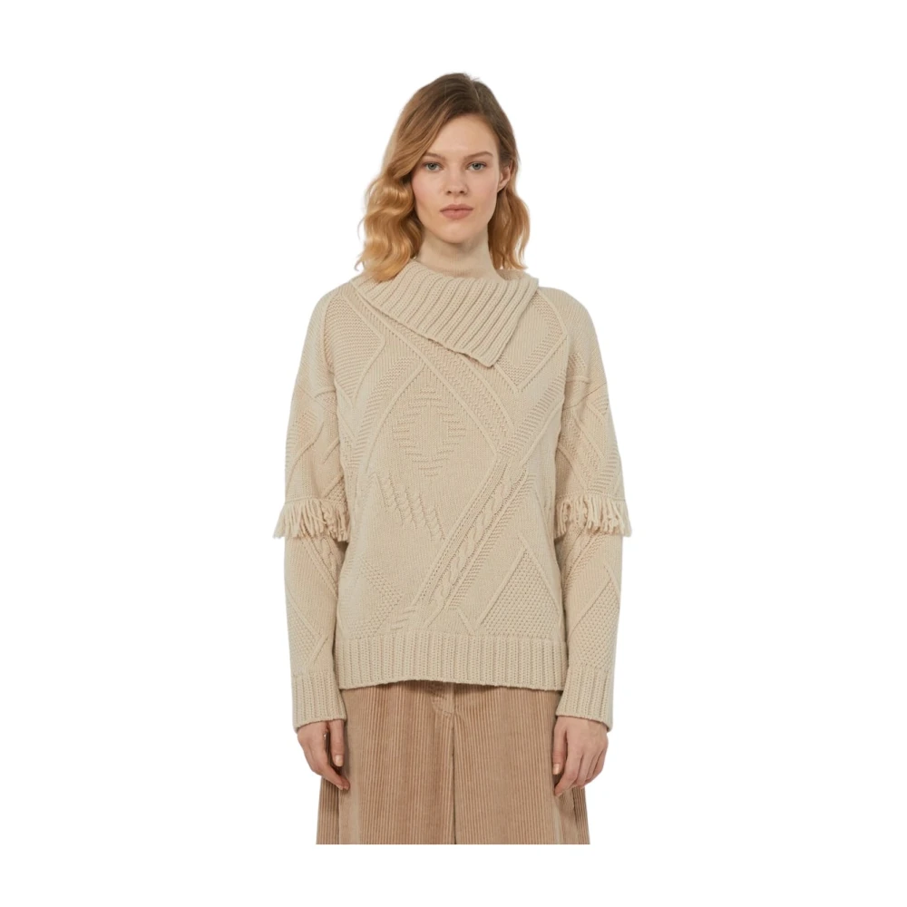 Weekend Max Mara Women's Beige High Neck Pure Wool Jumper - Turtlenecks - Xs - Knitwear