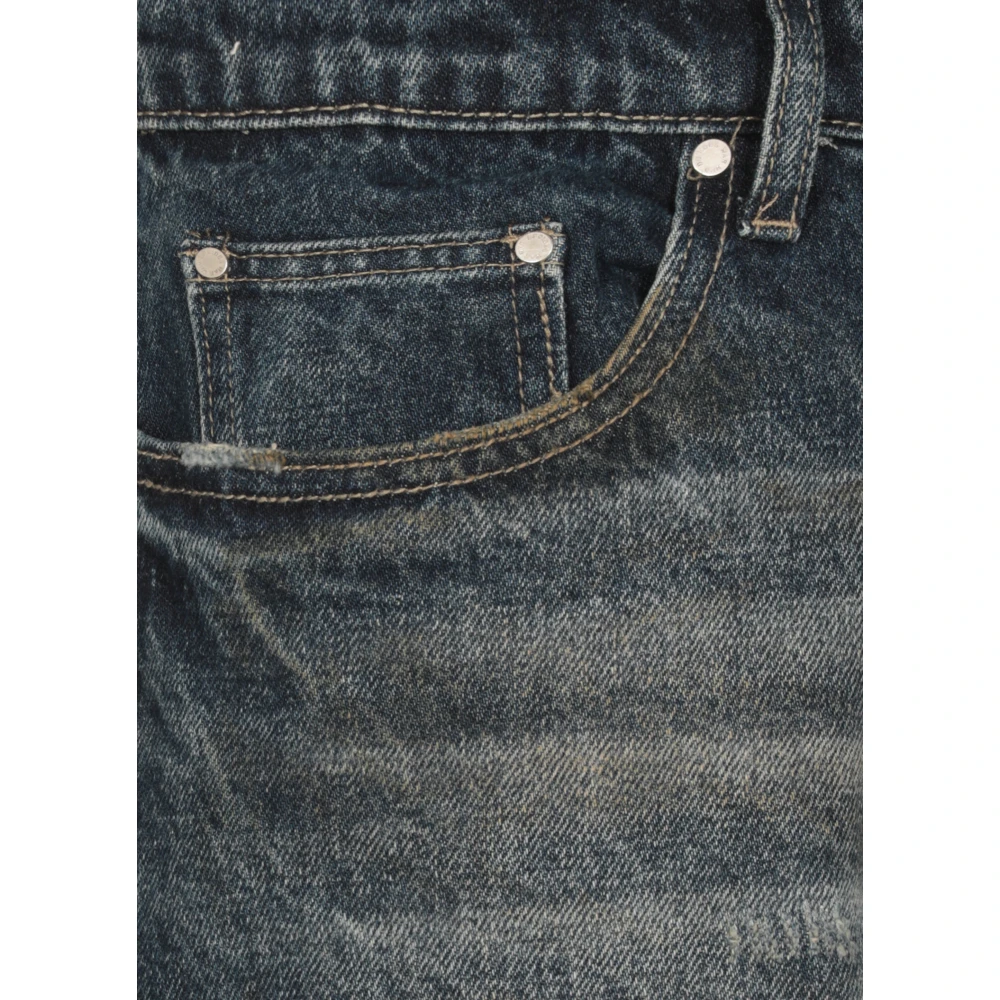 Who Decides War Blauwe Katoenen Jeans met Geborduurd Logo Blue Heren