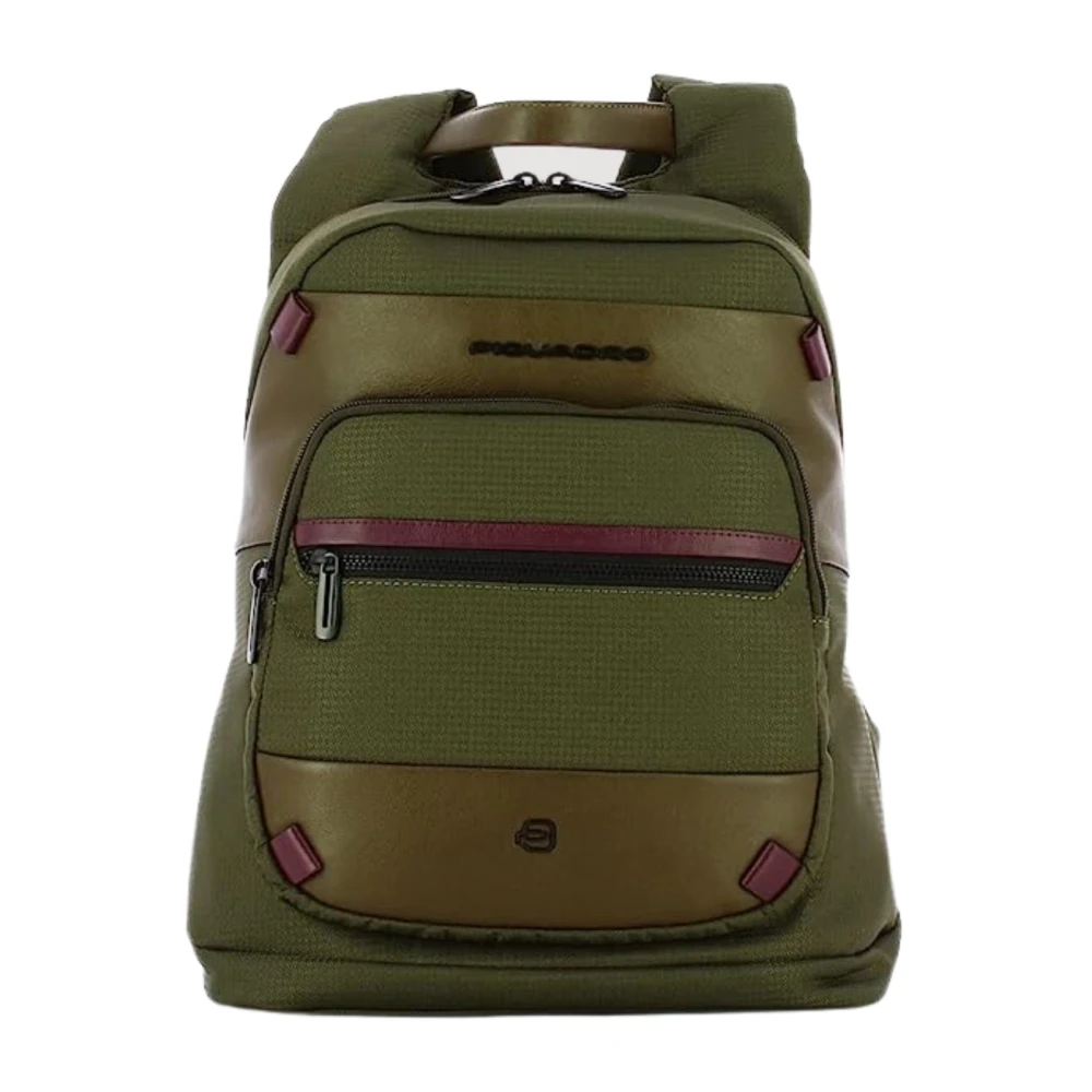 Piquadro Women's Green Unisex Laptop Backpack With Leather Details