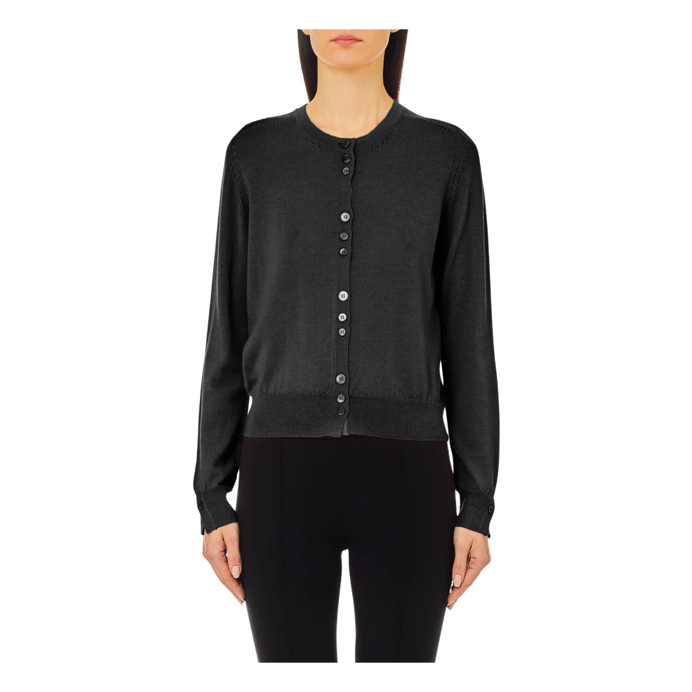 Liu Jo Zwarte Wollen Vest Lange Mouw Black Dames