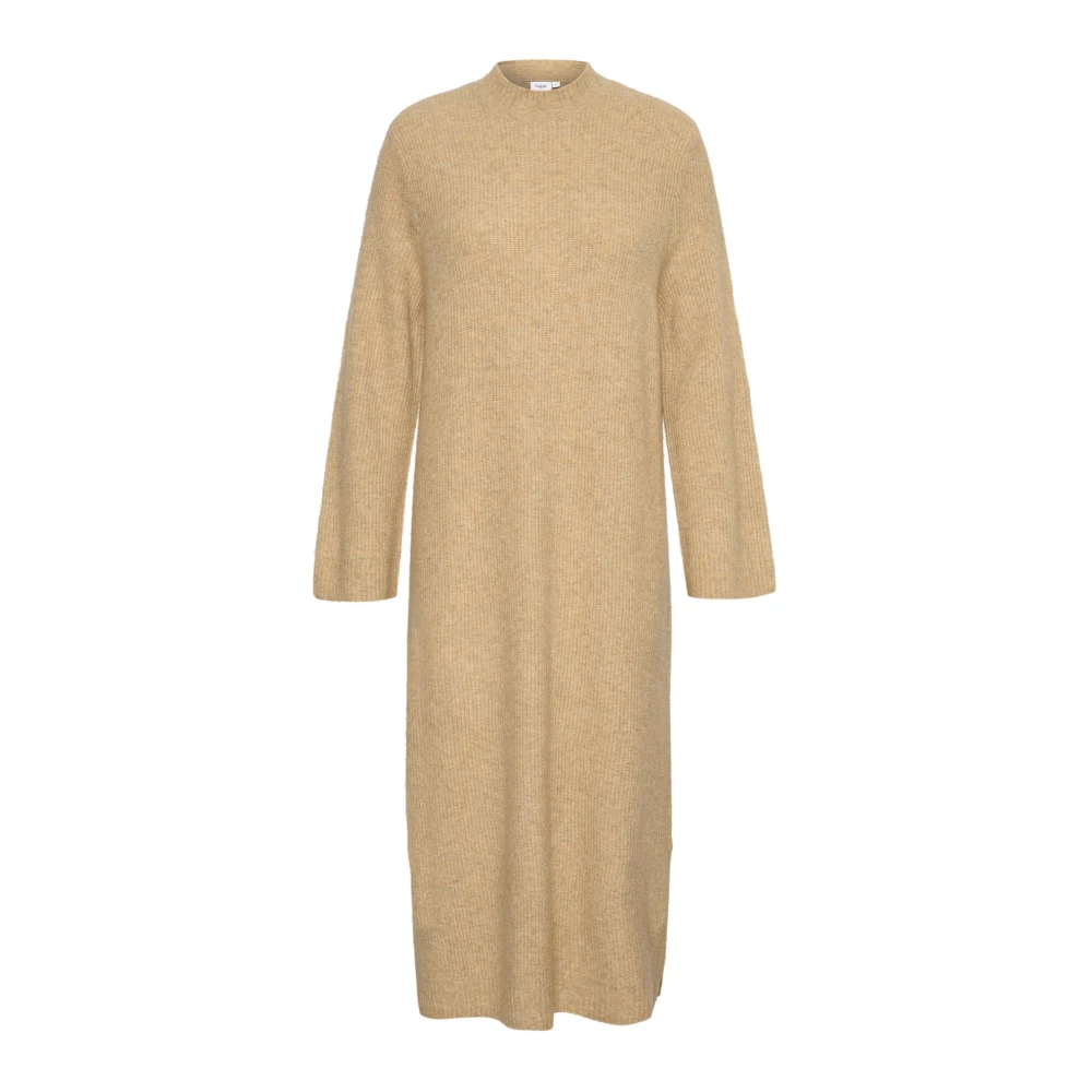 Saint Tropez Zachte Gebreide Jurk met Splitten Beige Dames