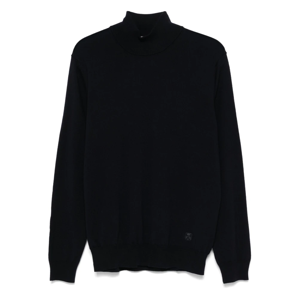 Corneliani Wollen Rollneck Sweater Blue Heren