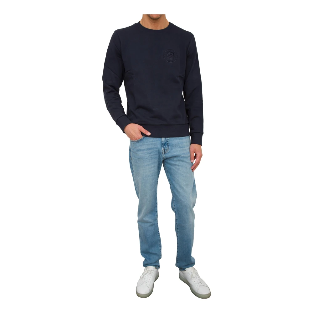 Hugo Boss Blauwe Sweatshirt Casual Urban Stijl Blue Heren