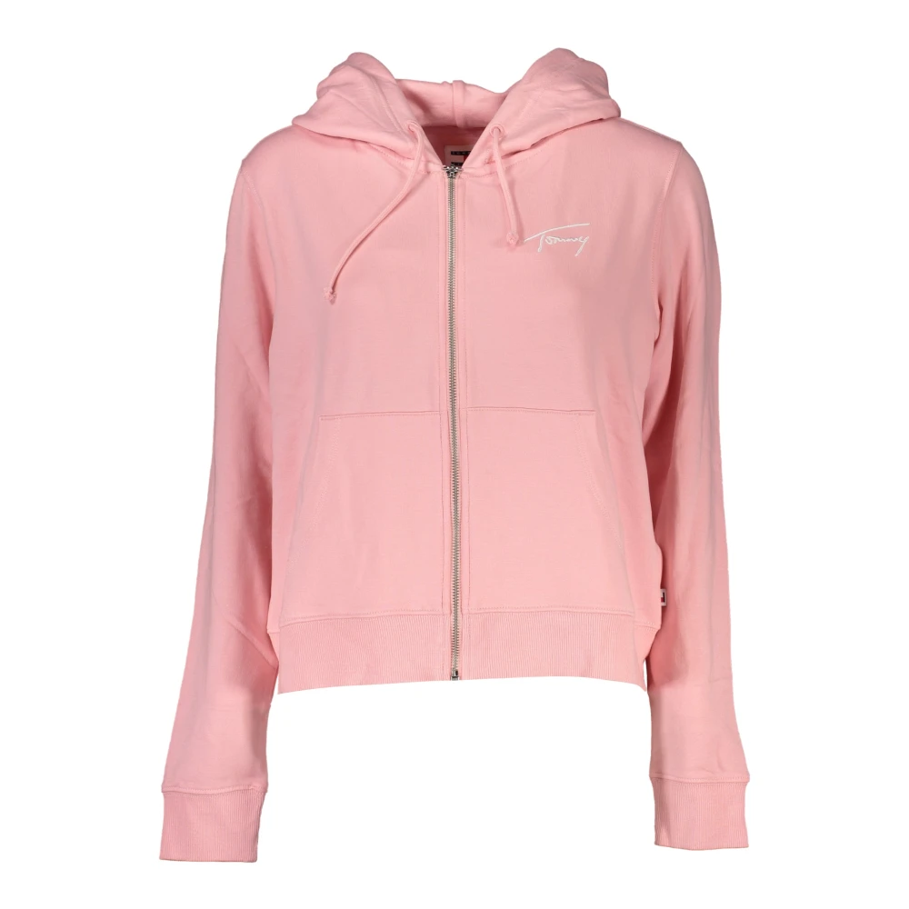 Tommy Hilfiger Roze hoodie met rits en borduursel Pink Dames