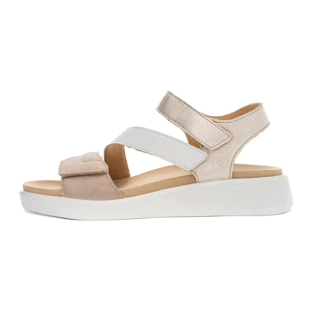 Ara Women's Beige Wedges, 8 Uk, Elegant Sandal In Sand/White/Platin