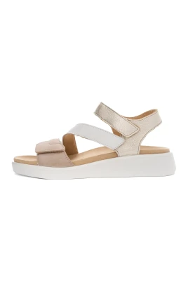 Elegant Sandal i Sand/Vit/Platin
