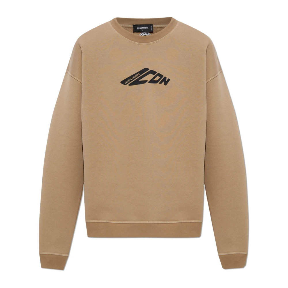 Dsquared2 Sweatshirt med tryckt logotyp Beige, Herr