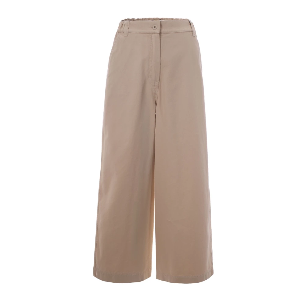 Max Mara Women's Beige Wide Trousers - Wide Trousers - 2XS - Trousers