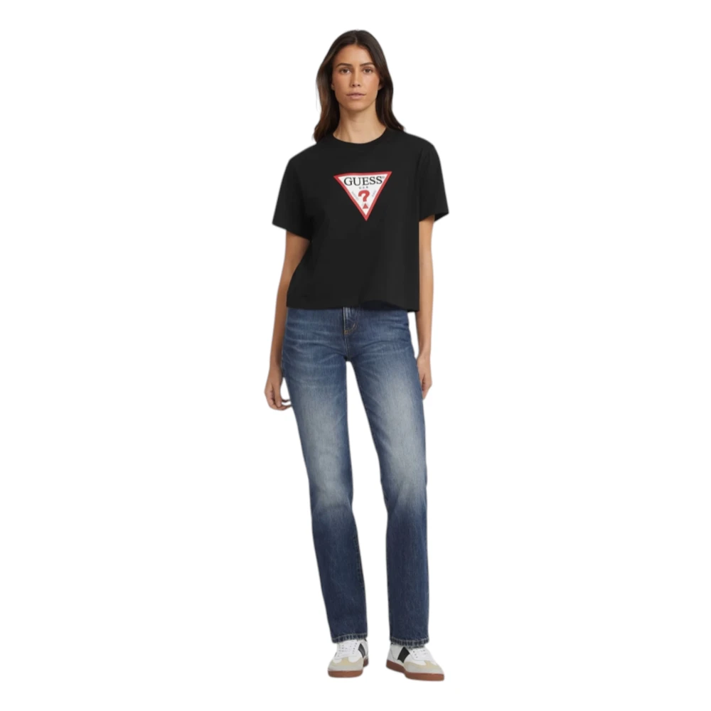 Guess Biologisch Katoenen Boxy T-shirt Black Dames