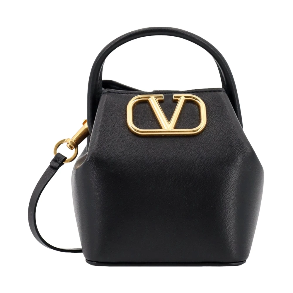 Valentino Garavani Leren Bucket Bag met VLogo Signature Black Dames