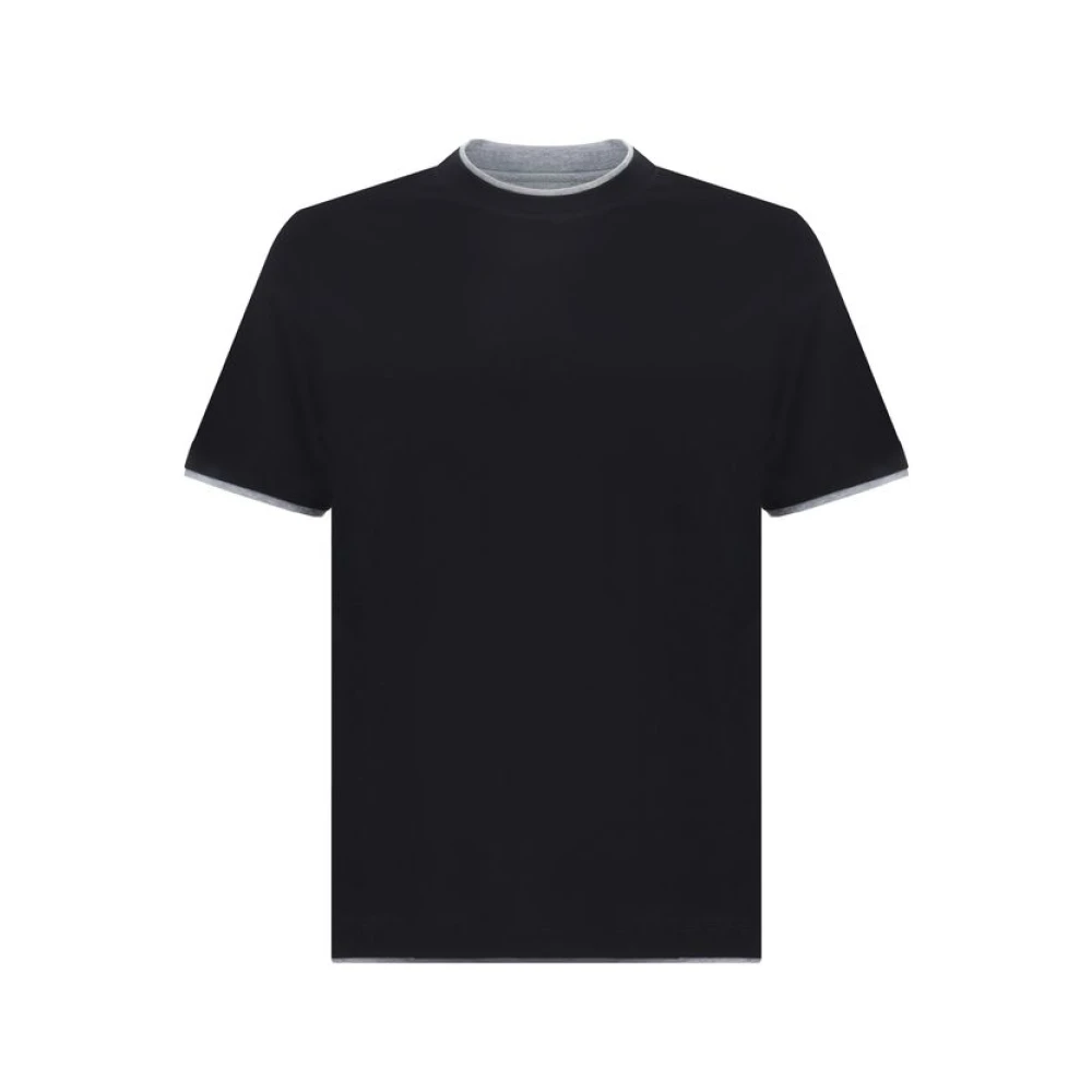 BRUNELLO CUCINELLI Tweekleurig katoenen T-shirt Gray Heren