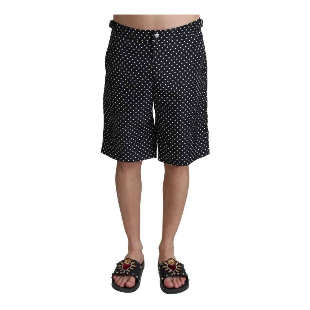 Dolce & Gabbana Svarta Polka Dot Strandkläder Shorts Badkläder Black, Herr